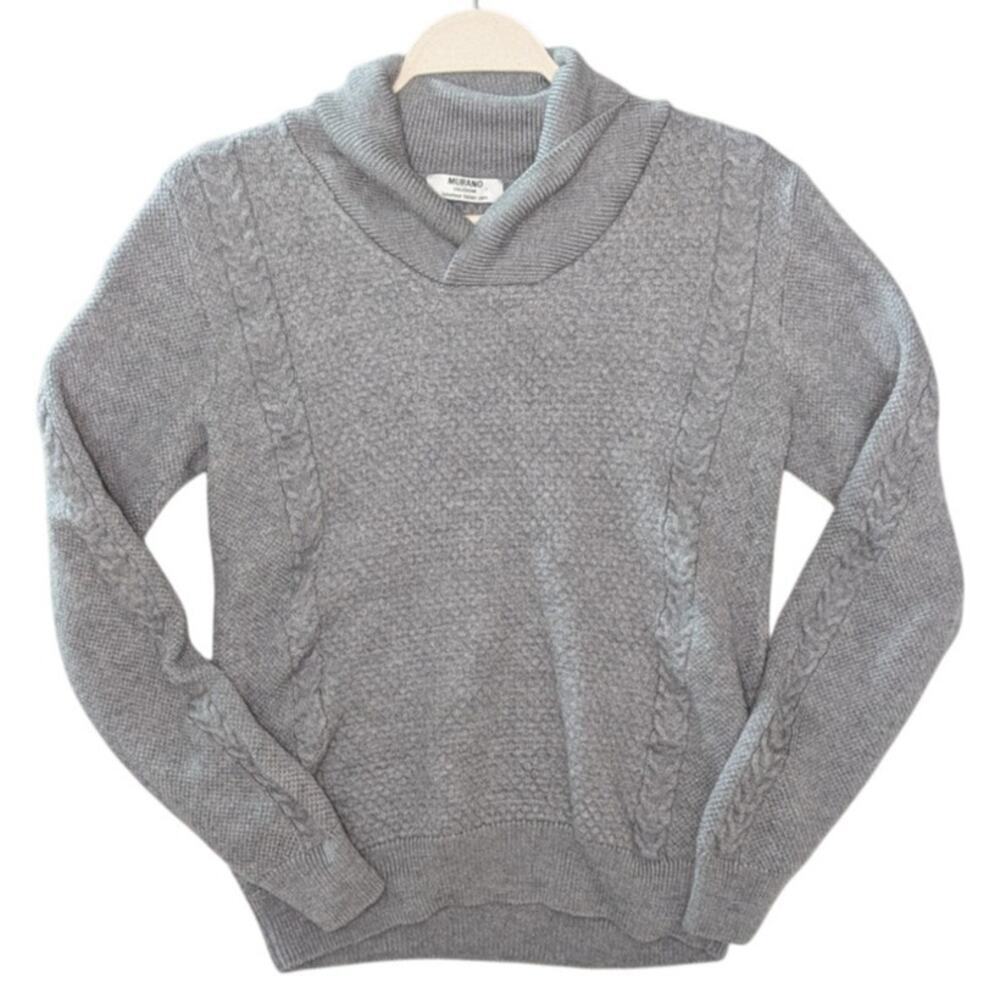 Murano Collezione‎ sweater Sz M gray 100% murano wool cable knit Italian yarn